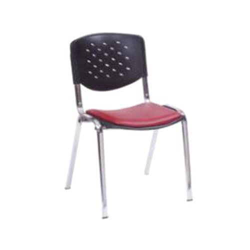 Black and Red Visitors Chair Without Armrest